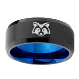 10mm-Raccoon-Animal-Bevel-Tungsten-Carbide-Blue-Wedding-Ring