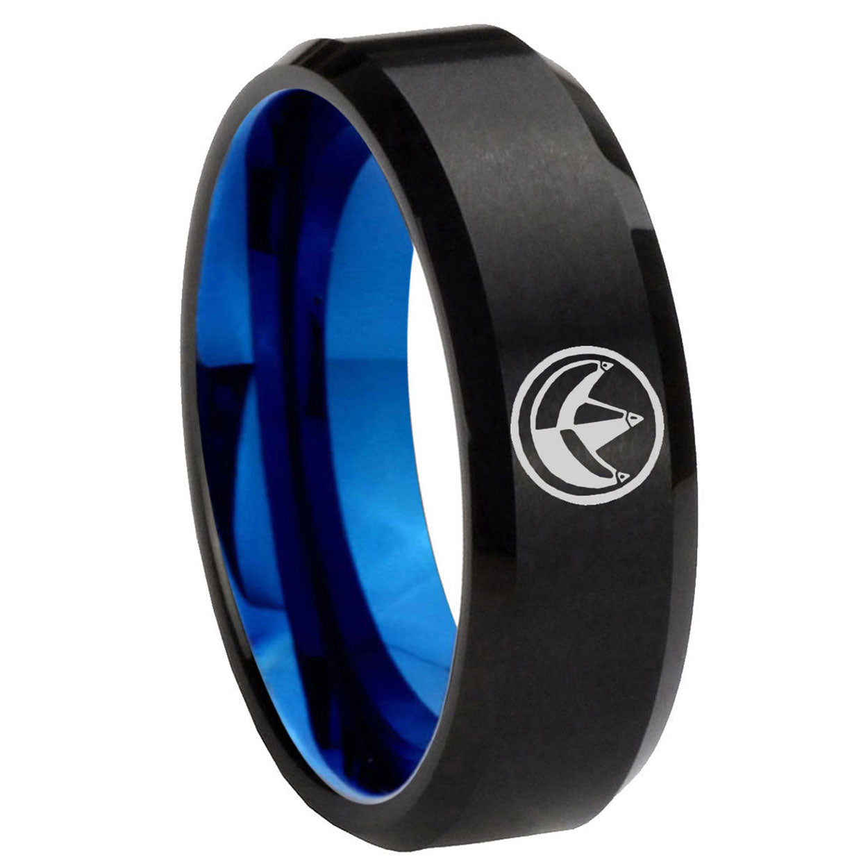 10mm Green Ranger Power Bevel Tungsten Carbide Blue Wedding Ring