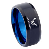 10mm-US-Air-Force-Bevel-Tungsten-Carbide-Blue-Men's-Band-Ring