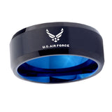 10mm-US-Air-Force-Bevel-Tungsten-Carbide-Blue-Men's-Band-Ring