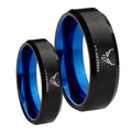 US Air Forces Bevel Blue Tungsten Couple Wedding Bands