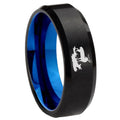 8mm Deer Hunting Two-Tone Beveled Black Blue Tungsten Promised Ring