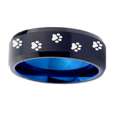 10mm-Paw-Print-Design-Bevel-Tungsten-Carbide-Blue-Wedding-Band-Mens