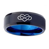 10mm-Infinity-Love-Bevel-Tungsten-Carbide-Blue-Mens-Ring-Engraved