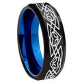 10mm Celtic Braided Bevel Tungsten Carbide Blue Wedding Ring