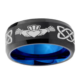 8mm-Irish-Claddagh-Bevel-Tungsten-Carbide-Blue-Mens-Promise-Ring