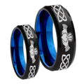 Irish Claddagh Bevel Blue Tungsten His And Hers Ring