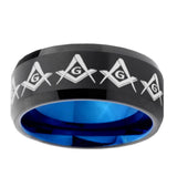 10mm-Masonic-Square-and-Compass-Bevel-Tungsten-Carbide-Blue-Wedding-Ring