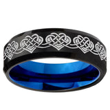 10mm Celtic Knot Heart Bevel Tungsten Carbide Blue Wedding Ring