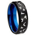 10mm Flying Geese Hunting Bevel Tungsten Carbide Blue Wedding Ring
