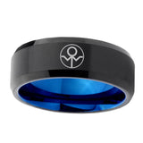 5, 8mm Gray Lantern Beveled Edge Blue Black Tungsten Rings For Men
