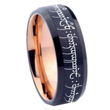 8mm Lord Of The Rings Beveled Edge Rose Gold Black Tungsten Mens Wedding Bands