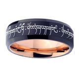 5, 8mm Lord Of The Rings Beveled Edge Rose Gold Black Tungsten Mens Wedding Bands