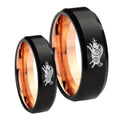 Wild Boars Bevel Rose Gold Tungsten Couple Wedding Bands