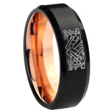 8mm Celtic Dog Bevel Tungsten Carbide Rose Gold Men's Ring