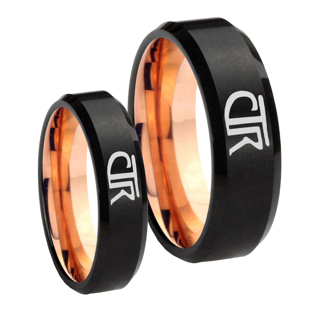 CTR Designs Bevel Rose Gold Tungsten Mens Set Rings