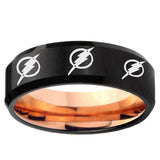 5mm Multiple Flash Beveled Edge Rose Gold and Black finished Engraved Rings