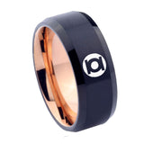 8mm Green Lantern Beveled Edge Rose Gold Black Wedding Bands Men