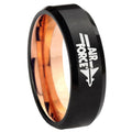 8mm Air Force Two-Tone Beveled Black Rose Gold Tungsten Band