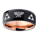 10mm-Legend-of-Zelda-Bevel-Tungsten-Rose-Gold-Mens-Wedding-Band