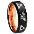 10mm Legend of Zelda Bevel Tungsten Rose Gold Mens Wedding Band
