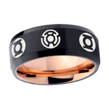 5, 8mm Blue Green Lantern Beveled Edge Rose Gold Black Casual Rings