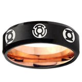 5, 8mm Blue Green Lantern Beveled Edge Rose Gold Black Casual Rings