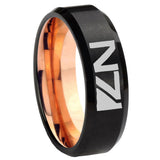 8mm N7 Design Bevel Tungsten Carbide Rose Gold Men's Ring