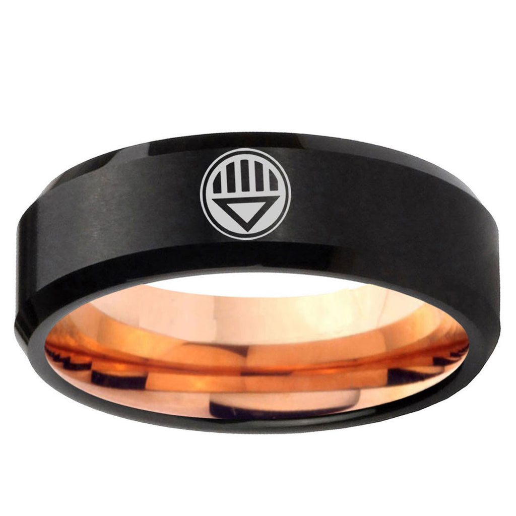 5mm Lantern Corps Two-Tone Beveled Black Rose Gold Tungsten Band