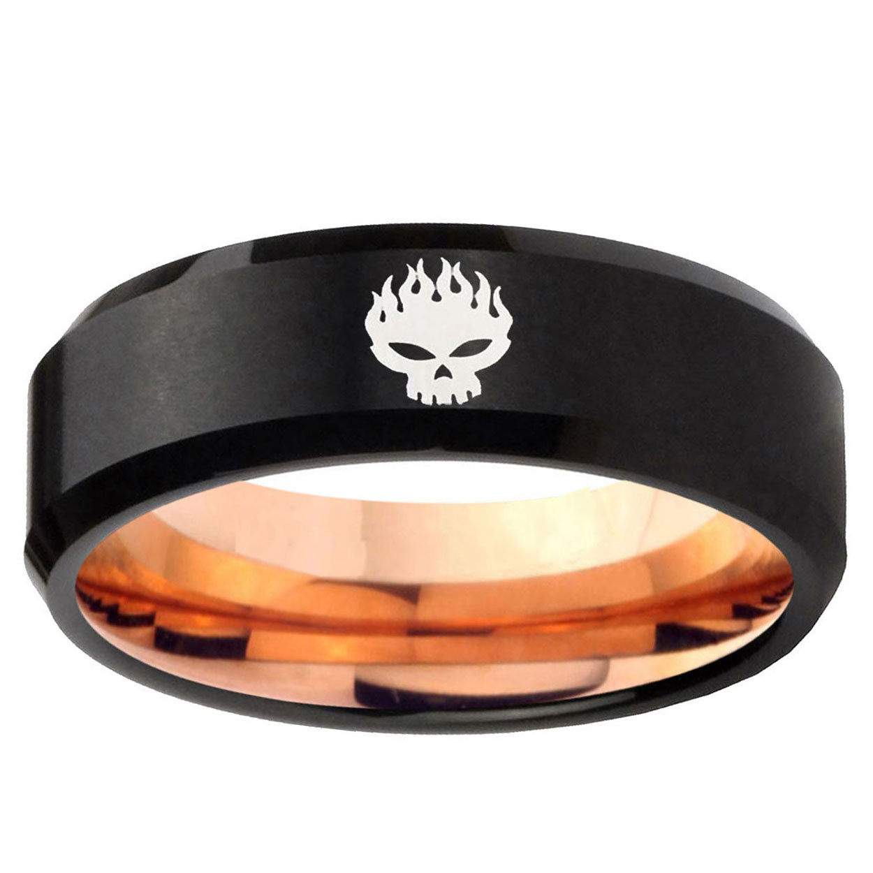 5mm Offspring Two-Tone Beveled Black Rose Gold Tungsten Band