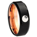 8mm 8 Ball Two-Tone Beveled Black Rose Gold Tungsten Band