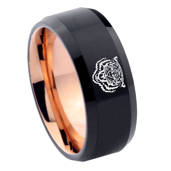 10mm-Lion-Bevel-Tungsten-Rose-Gold-Mens-Wedding-Band