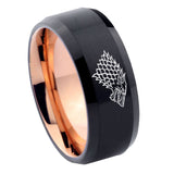 10mm-Game-Of-Thrones-House-Stark-Direwolf-Bevel-Tungsten-Rose-Gold-Mens-Wedding-Band