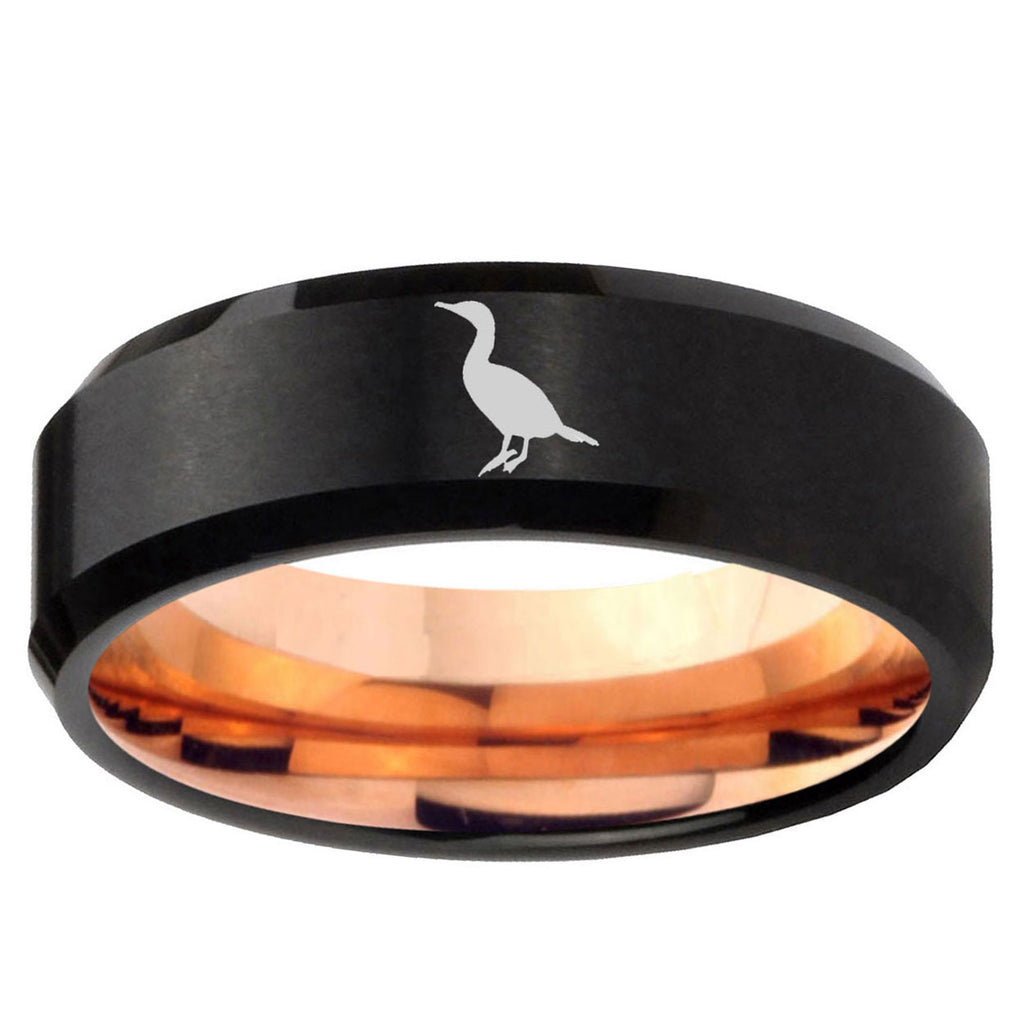 10mm Cormorant Bevel Tungsten Rose Gold Mens Wedding Band
