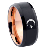 10mm-Crescent-Moon-Stars-Bevel-Tungsten-Rose-Gold-Mens-Wedding-Band