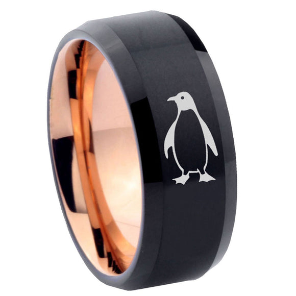 10mm-Penguin-Bevel-Tungsten-Rose-Gold-Mens-Wedding-Band