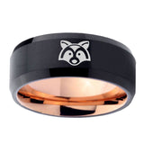 10mm-Raccoon-Animal-Bevel-Tungsten-Rose-Gold-Mens-Wedding-Band