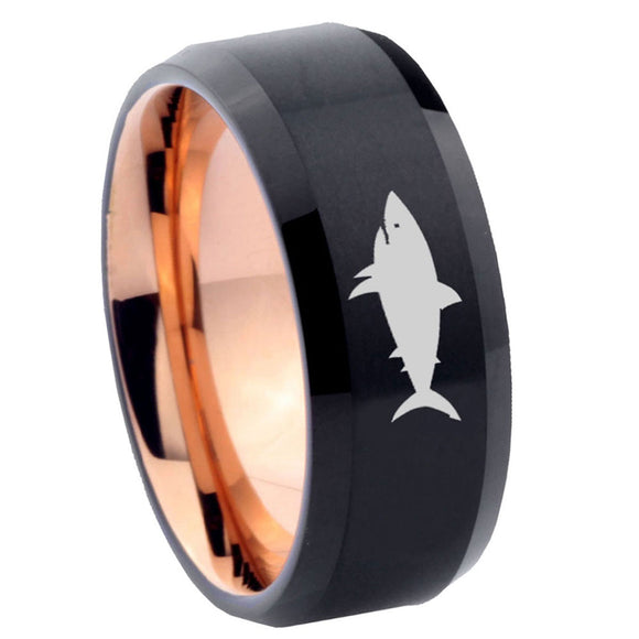 10mm-Shark-Bevel-Tungsten-Rose-Gold-Mens-Wedding-Band