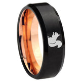 8mm Squirrel Bevel Tungsten Carbide Rose Gold Men's Ring