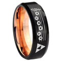 8mm Ocarina Songs Zelda Two-Tone Beveled Black Rose Gold Tungsten Band