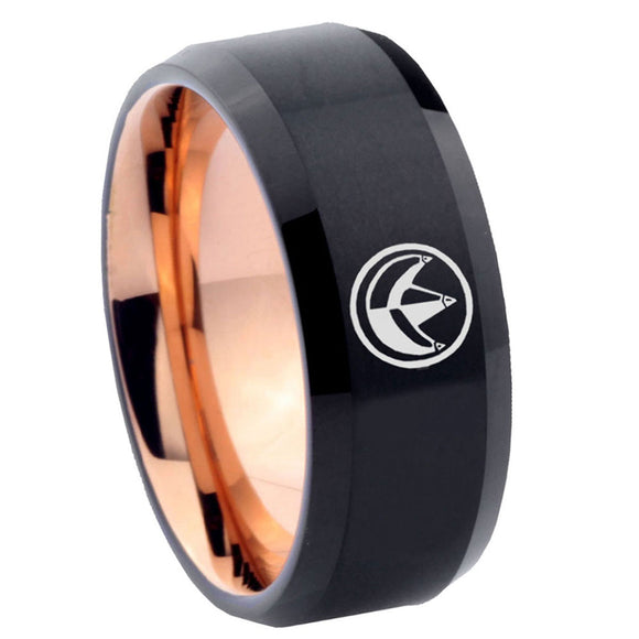 10mm-Green-Ranger-Power-Bevel-Tungsten-Rose-Gold-Mens-Wedding-Band
