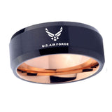10mm-US-Air-Force-Bevel-Tungsten-Carbide-Rose-Gold-Promise-Ring