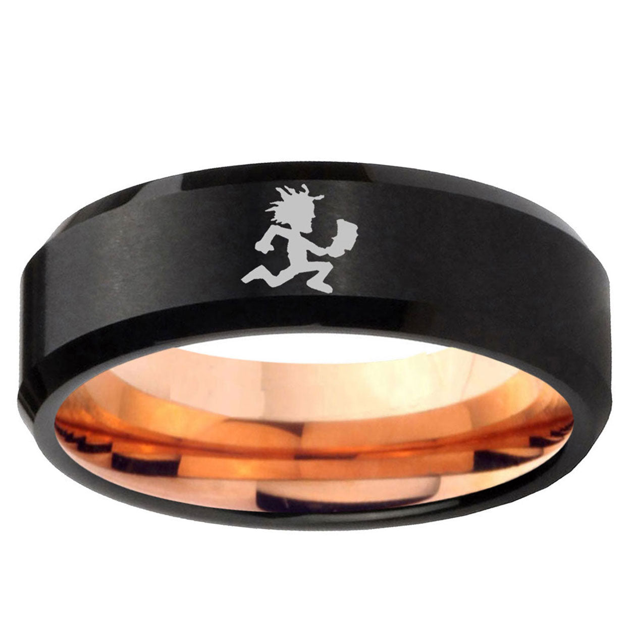 10mm Hatchet Man Bevel Tungsten Carbide Rose Gold Personalized Ring