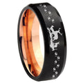 10mm Deer Hunting Bevel Tungsten Rose Gold Mens Wedding Band