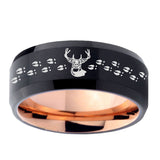 10mm-Deer-Antler-Bevel-Tungsten-Rose-Gold-Mens-Wedding-Band