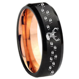 8mm Deer Antler Bevel Tungsten Carbide Rose Gold Men's Ring
