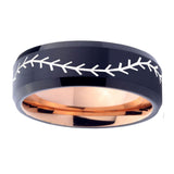 10mm-Baseball-Bevel-Tungsten-Carbide-Rose-Gold-Mens-Band-Ring
