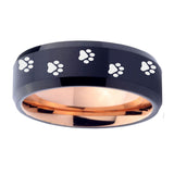 10mm-Paw-Print-Design-Bevel-Tungsten-Rose-Gold-Anniversary-Ring