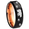 8mm Bear and Paw Two-Tone Beveled Black Rose Gold Tungsten Band
