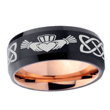 10mm-Irish-Claddagh-Bevel-Tungsten-Rose-Gold-Mens-Wedding-Band